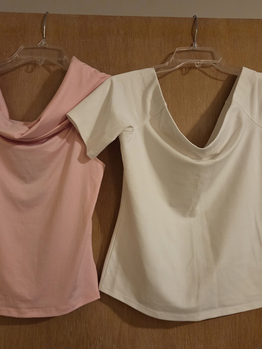 H&M Soft Pink Cowl Neck Top White Off-shoulder Top